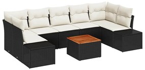 vidaXL Σετ Καναπέ Κήπου 8 pcs Μαύρο και Κρέμα συνθετικό ρατάν