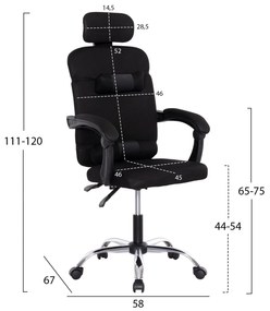 ΚΑΡΕΚΛΑ ΓΡΑΦΕΙΟΥ CRONER  ΜΑΥΡΟ MESH-ΜΕΤΑΛ.ΒΑΣΗ-NYLON ΣΚΕΛΕΤΟΣ 58x50x120Υεκ.
