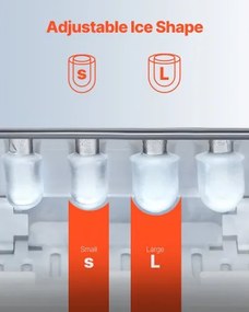 VEVOR Portable Countertop Ice Maker 33Lbs/24H Self-Cleaning with Scoop Basket