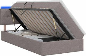 vidaXL LED Κρεβάτι αποθήκευσης με στρώμα Taupe 90 x 200 cm Ύφασμα