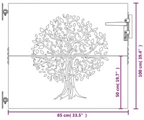 Πύλη Κήπου με Σχέδιο Δέντρο 85 x 100 εκ. από Ατσάλι Corten - Καφέ