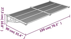 Στέγαστρο Πόρτας Μαύρο &amp; Διαφανές 199x90 εκ από Πολυκαρβονικό - Διαφανές