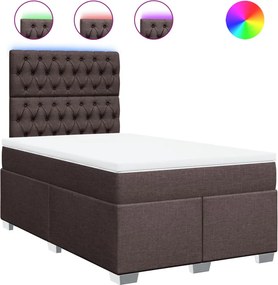 vidaXL Κρεβάτι Boxspring με Στρώμα Σκούρο Καφέ 120x190 εκ Υφασμάτινο