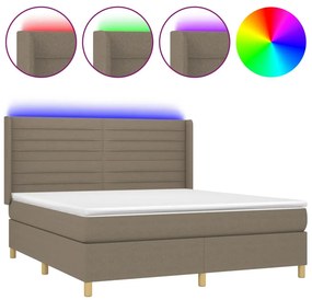 vidaXL Κρεβάτι Boxspring με Στρώμα &amp; LED Taupe 180x200 εκ. Υφασμάτινο