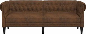 vidaXL Καναπές Τριθέσιος Chesterfield Καφέ Υφασμάτινος
