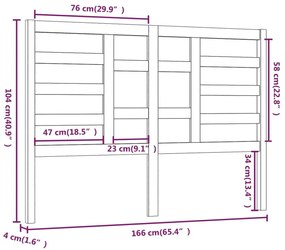 Κεφαλάρι κρεβατιού Μαύρο 166x4x104 εκ. από Μασίφ Ξύλο Πεύκου - Μαύρο