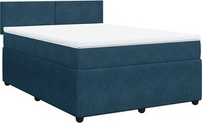vidaXL Κρεβάτι Boxspring με Στρώμα Μπλε 160x200 εκ. Βελούδινο