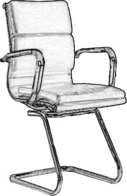 BF4800V Πολυθρόνα Γραφείου Επισκέπτη, Μέταλλο Χρώμιο, PU Μαύρο   2τμχ