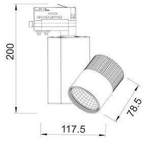 GREY LED TRACK LIGHT 15W 4000K 4WIRES 36° 1150LM 230V Ra80