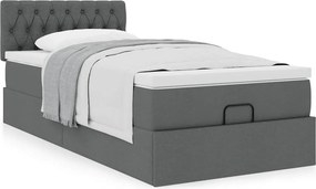 vidaXL Οθωμανικό κρεβάτι με στρώμα σκούρο γκρι 90x200cm ύφασμα