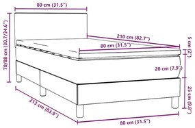 Box Spring Κρεβάτι με στρώμα Μαύρο 80x210 εκ. Βελούδινο - Μαύρο