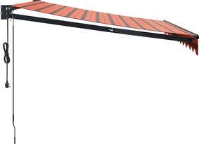 VidaXL Electric Awning 3,5 x 2,5 m Πορτοκαλί και καφέ οριζόντια ρίγα