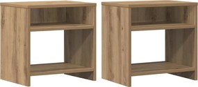 vidaXL Κομοδίνα 2 τεμ. Αρτισιανή Δρυς 40x30x40 εκ. από Επεξεργ. Ξύλο