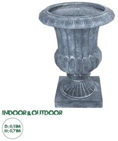 20777 GloboStar® Artificial Garden ALCAZAR 20777 Επιδαπέδιο Πολυεστερικό Τσιμεντένιο Κασπώ Γλάστρα - Flower Pot Γκρι Φ51 x Υ71cm