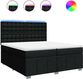 vidaXL Κρεβάτι Boxspring με Στρώμα Μαύρο 200x200 εκ. Υφασμάτινο