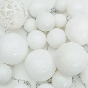 vidaXL Σετ Χριστουγεννιάτικων Στρογγυλών Μπαλίτσων 120 pcs Λευκό