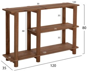 ΚΟΝΣΟΛΑ KUTAI  ΑΝΑΚΥΚΛΩΜΕΝΟ ΞΥΛΟ ΤΕΑΚ ΣΕ ΦΥΣΙΚΟ RUSTIC 120x35x80Yεκ.