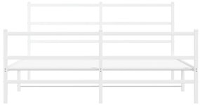 vidaXL Πλαίσιο Κρεβατιού με Κεφαλάρι/Ποδαρικό Λευκό 150x200 εκ Μέταλλο