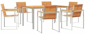 vidaXL Σέτ φαγητού για κήπο 7 pcs Σταθερό Ξύλο Ακακίας