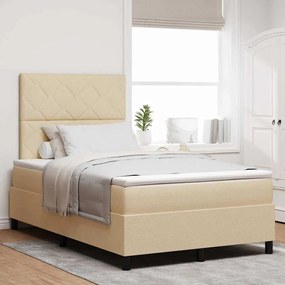 vidaXL Κρεβάτι με ελατήρια με στρώμα Κρεμ 120 x 190 cm ύφασμα