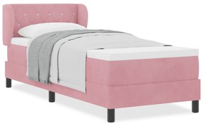 vidaXL Κρεβάτι Box Spring με Στρώμα Ροζ 80x200 εκ. Βελούδο