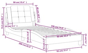 Πλαίσιο Κρεβατιού με Κεφαλάρι Λευκό90x190εκ. από ΣυνθετικόΔέρμα - Λευκό