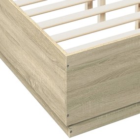 vidaXL Πλαίσιο Κρεβατιού Sonoma Δρυς 140x190 εκ. Επεξεργασμένο Ξύλο
