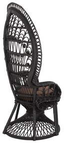 ΠΟΛΥΘΡΟΝΑ ROYAL PEACOCK  RATTAN ΜΑΥΡΟ-ΜΑΞΙΛΑΡΙ ΚΑΦΕ 114x72x150Yεκ.