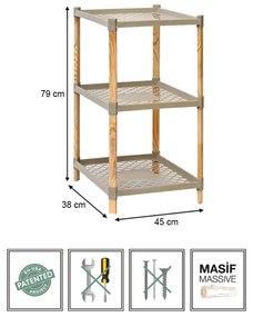 Ραφιέρα δαπέδου πλαστική - ξύλινη χρώμα φυσικό - μπεζ 45x38x79εκ.