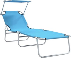 vidaXL Ξαπλώστρα 2 pcs Λαμπερό Μπλε 58 x 188 x 77 εκ. Πολυεστέρας