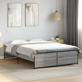 vidaXL Πλαίσιο Κρεβατιού Γκρι Sonoma 120x200 εκ. Επεξ. Ξύλο &amp; Μέταλλο