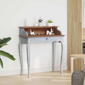 vidaXL Γραφείο γραφής Καφέ και Λευκό 80 x 40 x 92 εκ Μασίφ ξύλο μαόνι