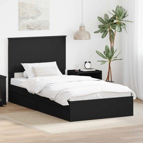 vidaXL Κρεβάτι Αποθήκης Μαύρο 100 x 200 cm Επεξεργασμένο Ξύλο