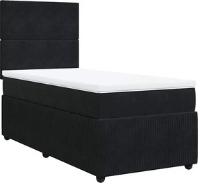 vidaXL Κρεβάτι Boxspring με Στρώμα Μαύρο 90x200 εκ. Βελούδινο