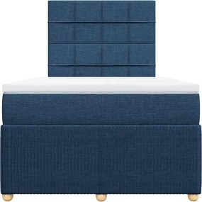 vidaXL Κρεβάτι Boxspring με Στρώμα Μπλε 120x200 εκ. Υφασμάτινο