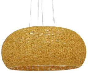 01628 GloboStar® FIJI INCASS 01628 Vintage Κρεμαστό Φωτιστικό Καμπάνα Πολύφωτο 5 x E27 IP20 Μπέζ Rattan - Μ60 x Π60 x Υ29cm
