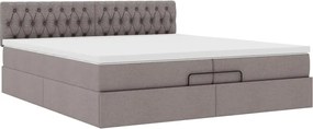 vidaXL Οθωμανικό κρεβάτι με στρώμα Taupe 200x200 cm Ύφασμα