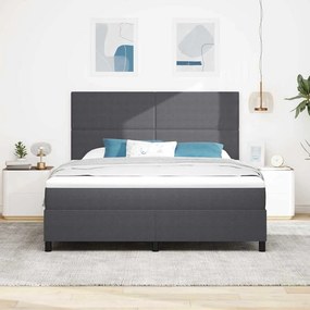vidaXL LED Κρεβάτι με βάθρο Σκούρο Γκρι και Λευκό 180 x 200 cm