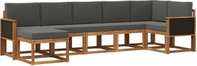 vidaXL Σειρά Καναπέ Εξωτερικού 7 pcs Φυσικό και Ανθρακί Πολυεστέρας