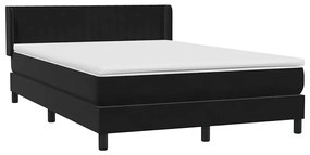 vidaXL Κρεβάτι Boxspring με Στρώμα Μαύρο 1140x210 εκ. Βελούδινο