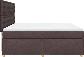 vidaXL Κρεβάτι Boxspring με Στρώμα Σκούρο Καφέ 180x200 εκ Υφασμάτινο