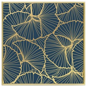 Κάδρο Σε Καμβά Lango 3 022876 51,5x51,5xH3,5cm Petrol-Gold Τετράγωνοι Wood, Canvas