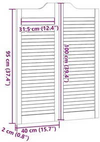 Swing Doors Louvred Design 1-Pair 100x80 cm μασίφ ξύλο πεύκο - Καφέ