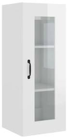 vidaXL Ντουλάπι Γυαλ. Λευκό 34,5 x 34 x 180 εκ. από Επεξεργασμένο Ξύλο