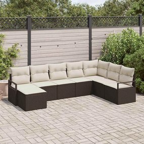 vidaXL Σετ Καναπέ με μαξιλάρι 8 pcs Καφέ συνθετικό ρατάν