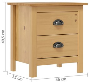 vidaXL Κομοδίνα Hill 2 Τεμ. 46 x 35 x 49,5 εκ. από Μασίφ Ξύλο Πεύκου