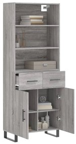vidaXL Ντουλάπι Γκρι Sonoma 69,5 x 34 x 180 εκ. Επεξεργασμένο Ξύλο