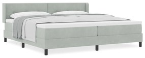 vidaXL Κρεβάτι Box Spring με Στρώμα Ανοιχτό Γκρι 200x200 εκ Βελούδο