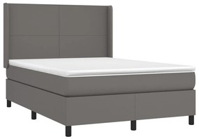 ΚΡΕΒΑΤΙ BOXSPRING ΜΕ ΣΤΡΩΜΑ &amp; LED ΓΚΡΙ 140X190 ΕΚ. ΣΥΝΘ. ΔΕΡΜΑ 3139263