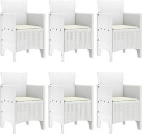 vidaXL Σέτ φαγητού για κήπο 7 pcs Λευκό Rattan Polt